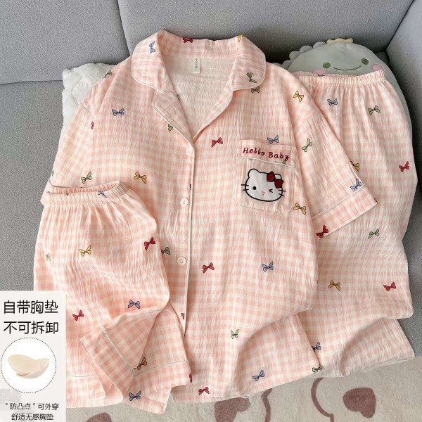 Producto - pijama a cuadros rosa de kitty - 1