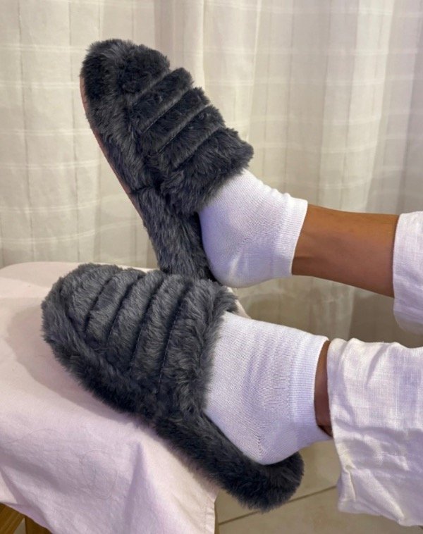 Producto - Pantuflas Peluche Grises