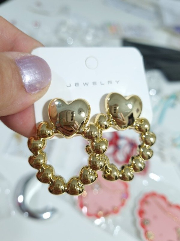 Producto - Aros Chunky Corazón y Círculos Dorados