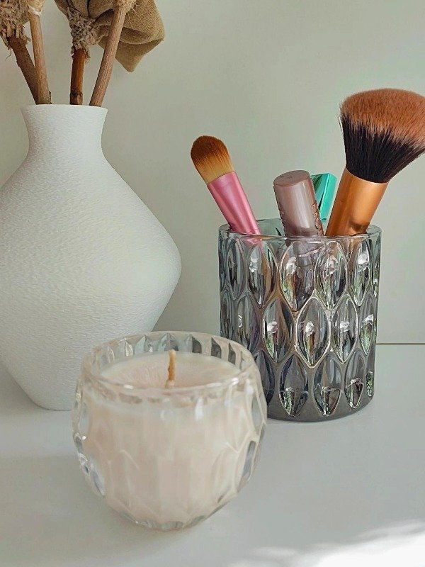 Producto - Portavelas diamante gris fume Porta brochas