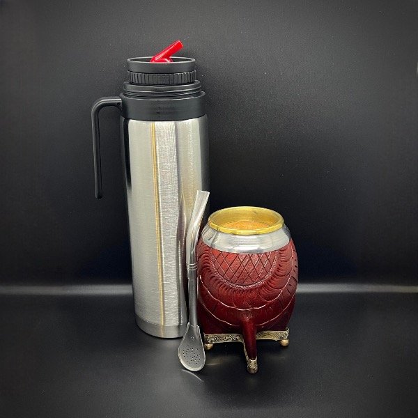 Producto - Torpedo Base de Alpaca y Esferas en Bronce + Termo grabado + Bomb.