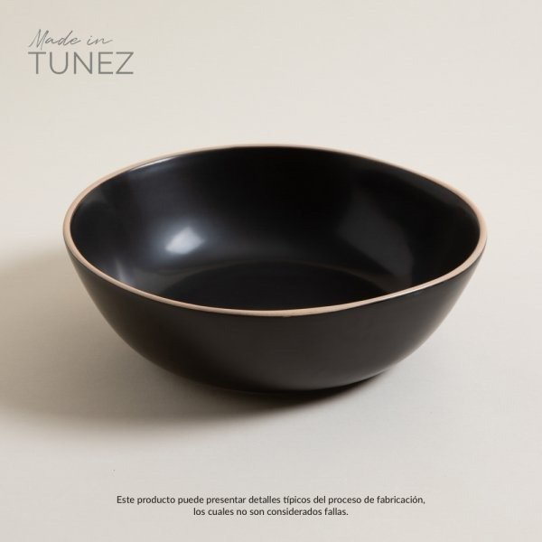 Producto - ENSALADERA  NEGRA CON BORDE NATURAL 25 CM