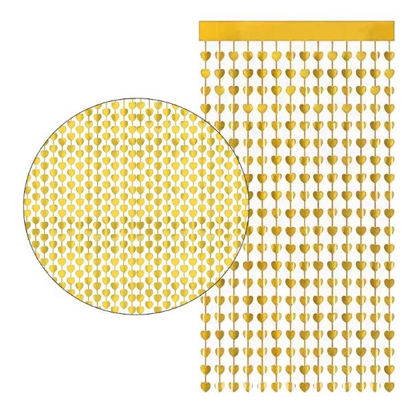 Producto - Cortina de corazones color dorado