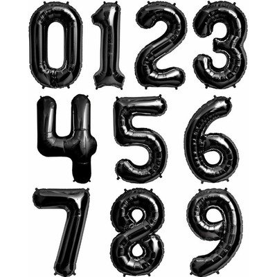 Producto - GLOBO METALIZADO 14"(36 CM ) X1 NUMERO NEGRO