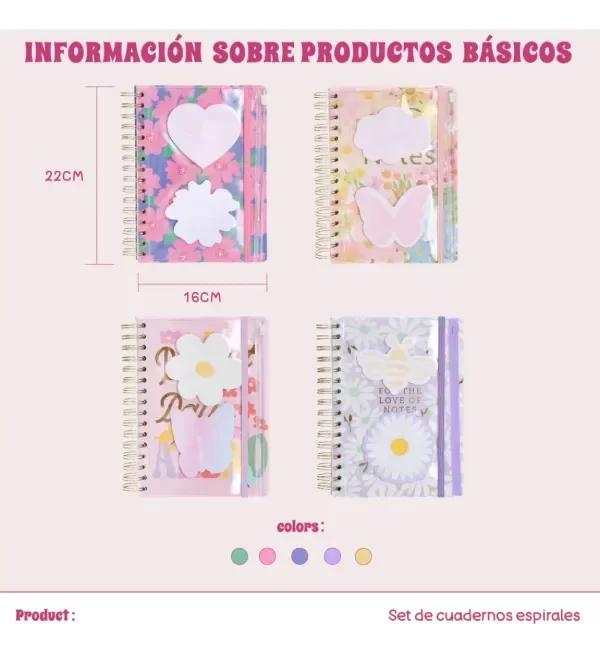 Producto - Cuaderno Espiral tapa dura + Estuche Pvc + Post It Primavera - 9