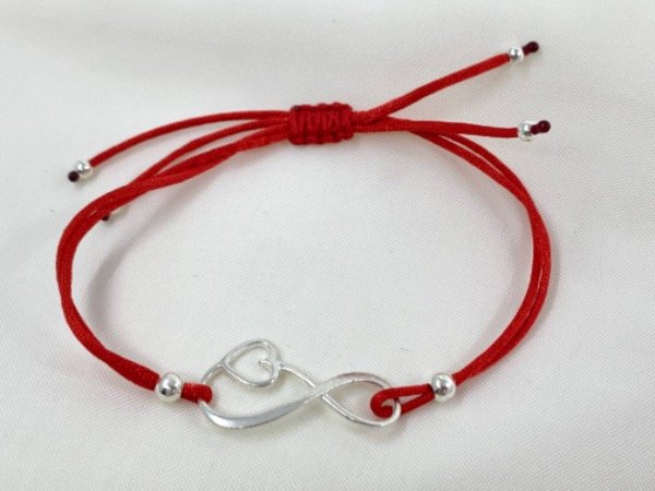 Producto - Pulsera Hilo de seda CORAZÓN INFINITO ROJA