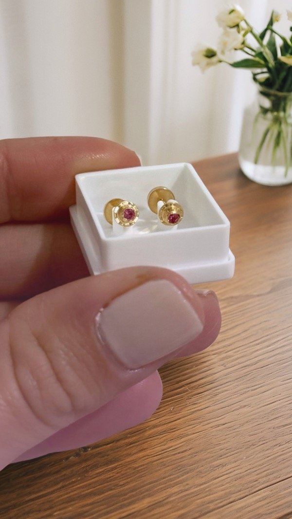 Producto - Abridores CH de ORO 18K piedra rosada AB13