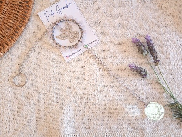 Producto - Atrapasol con angelito y cuarzo rosa