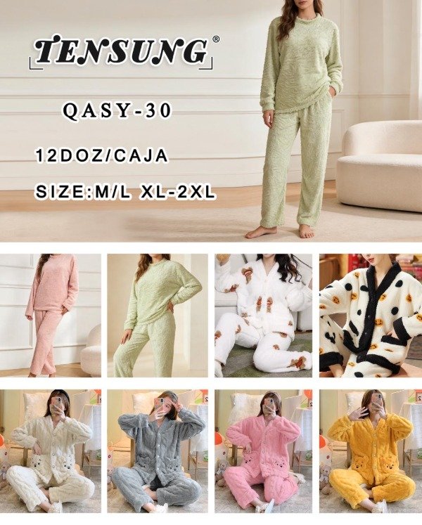 Producto - PIJAMA POLAR ACANALADO OSITO DAMA TENSUNG QASY-30 (x6)