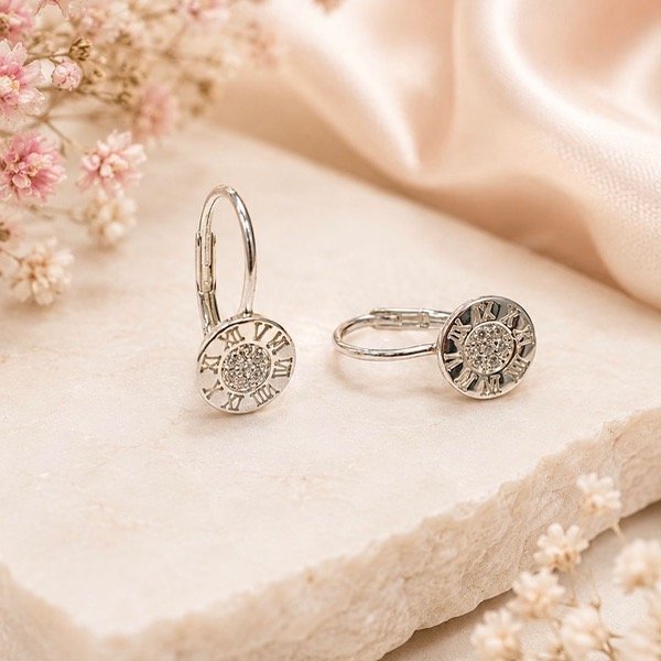 Producto - Aros Brisura números romanos Plata 925