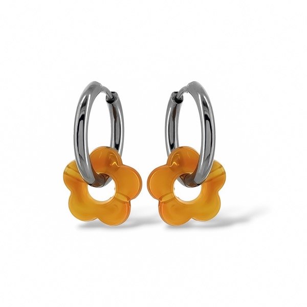 Producto - Argollas de acero quirúrgico con dije flor