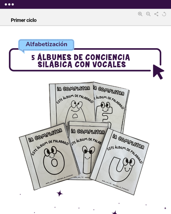 Producto - 5 ÁLBUMES DE CONCIENCIA SILÁBICA CON VOCALES