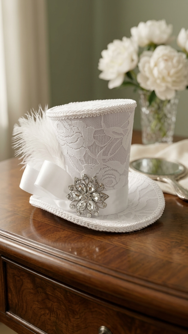 Producto - Mini galera Blanca en encaje blanco - 3