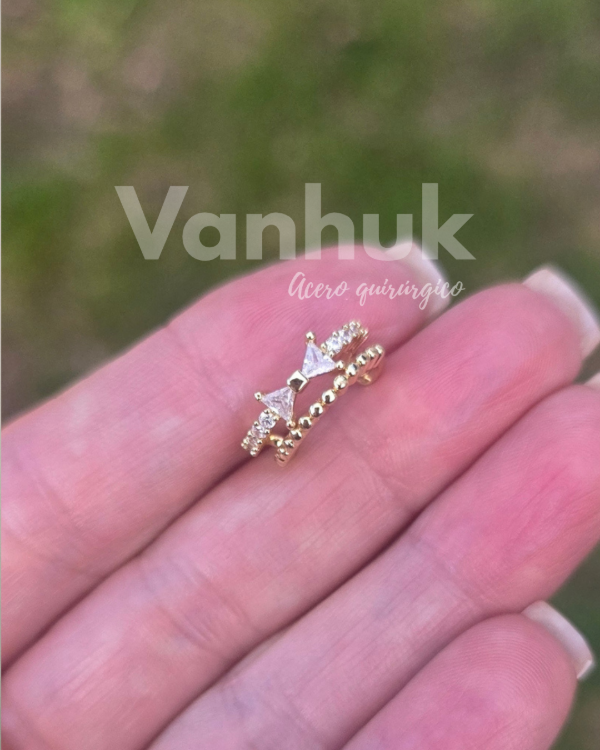 Producto - Cuff doble moño y strass sin pasante D - 1
