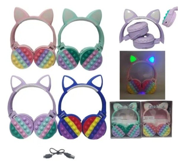 Producto - Auriculares vincha pop it gatito