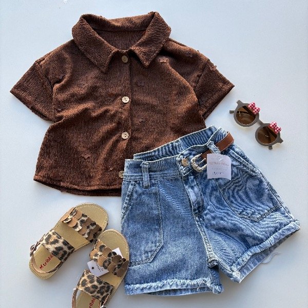 Producto - Camisa Flor en color CHOCO talles 4 al 16 - 1