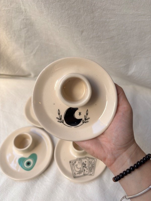 Producto - Portavela platito multiuso luna y hojas