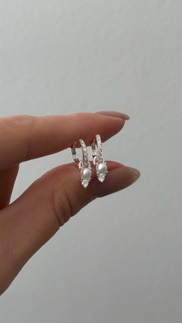 Producto - Argollas 11mm cubic y mini perlita P925 - 1