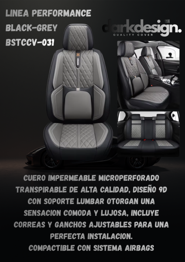 Producto - FUNDA DE CUERO ECOLOGICO DARKDESIGN PERFORMANCE BLACK - GREY