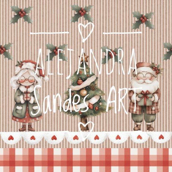 Producto - Tela guarda navideña mamá y papá Noel
