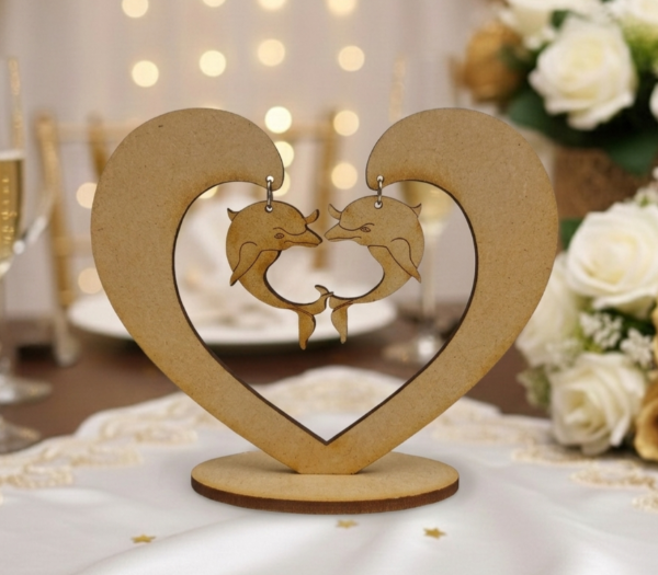 Producto - corazón con delfines colgando x 10 unid.