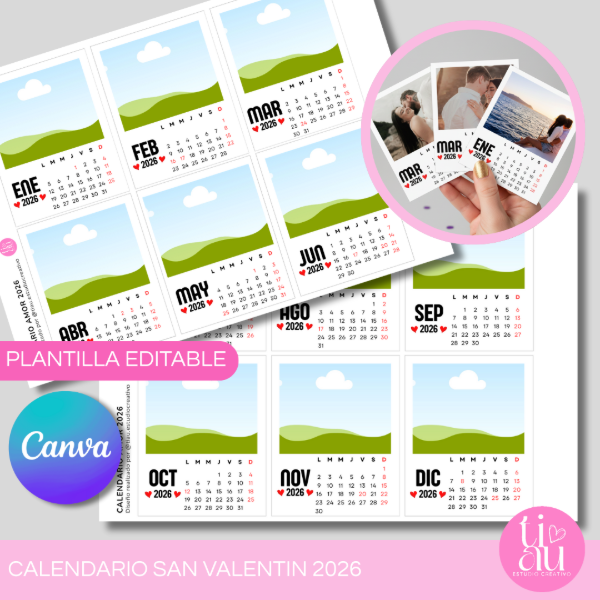 Producto - CALENDARIO AMOR 2026 EDITABLE CANVA