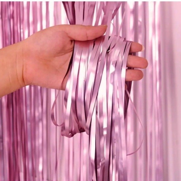 Producto - Cortina lluvia metalizada color rosa