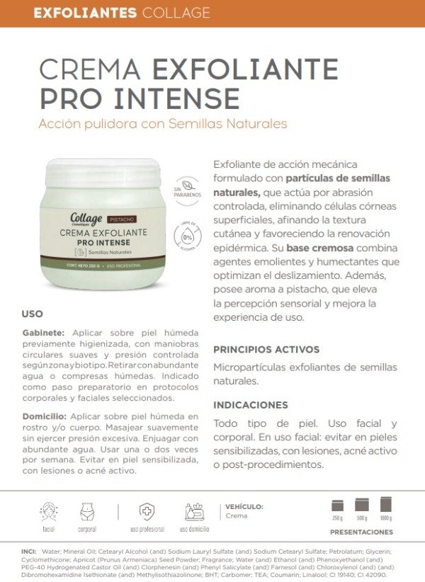 Producto - Collage Crema Exfoliante Corporal Pro Intense Pistacho 250gr