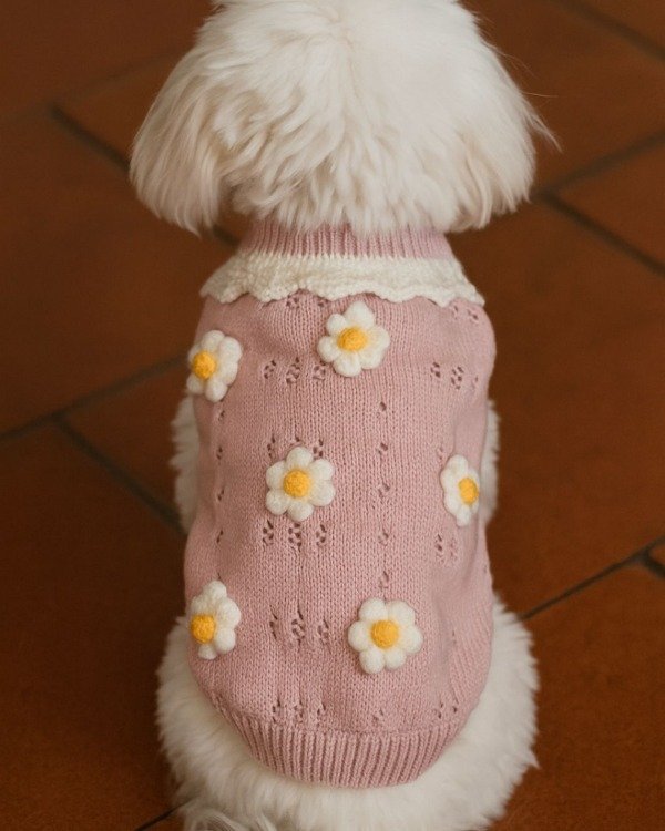 Producto - Abrigo para Perro o Gato, Jersey de Punto con Estampado de Flores