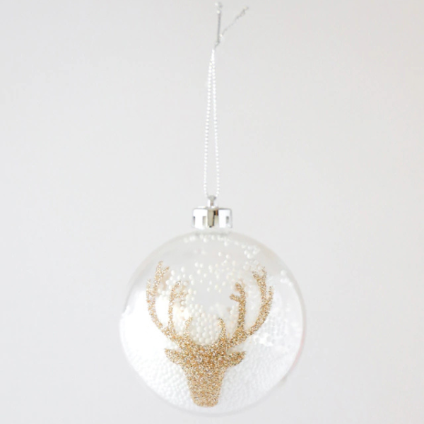 Producto - Esfera colgante transparente reno dorada xUnidad 8 Cm