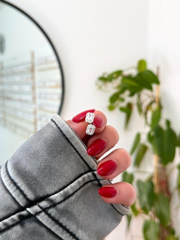 Producto - Aritos acero blanco cuadrado cubics