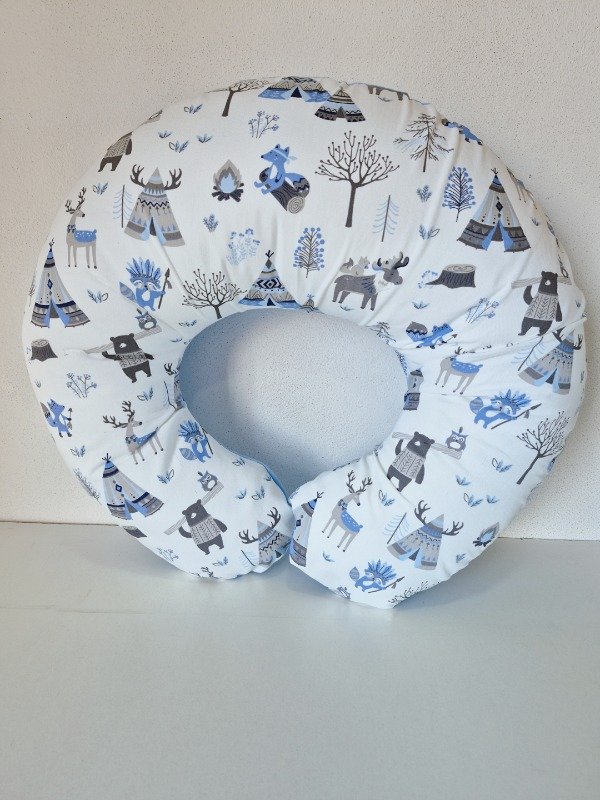 Producto - Almohadon de amamantar Carpitas celeste