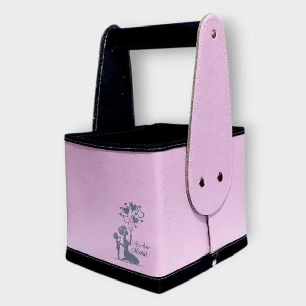 Producto - Canasto de cuerina Te amo Mamá Lila