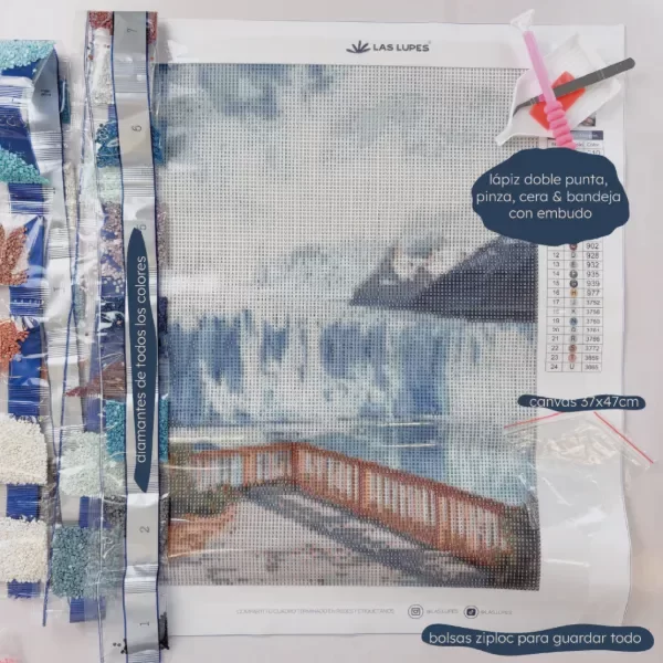 Producto - Diamond Painting - GLACIAR PERITO MORENO - Canvas 35x45cm + materiales