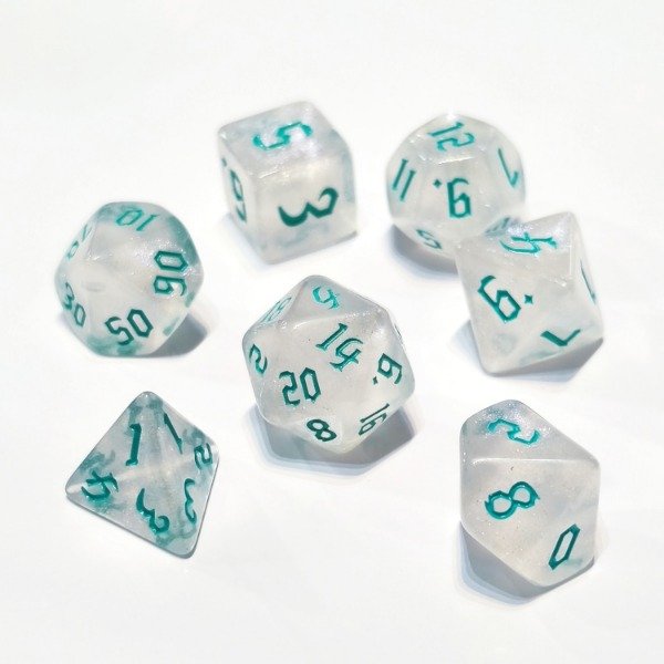 Producto - Set 7 dados de Rol Importados White Mist - 1
