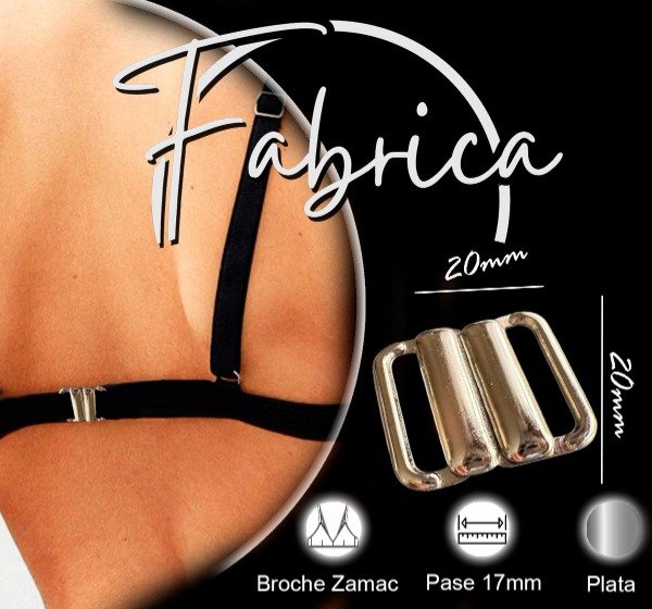 Producto - Broche de Frente o Espalda zamac. Pase 17mm (por unidad) Niquel-Plata