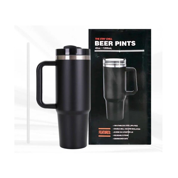 Producto - Vaso Termico Negro con Mango y Sorbete 1200ml