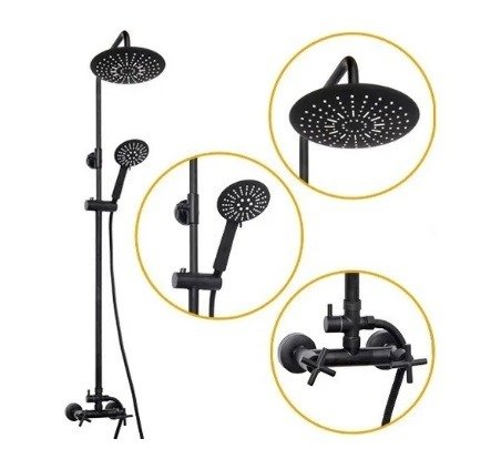 Producto - SET DUCHA BOSTON NEGRA VINTAGE MEZCLADORA  - 9620