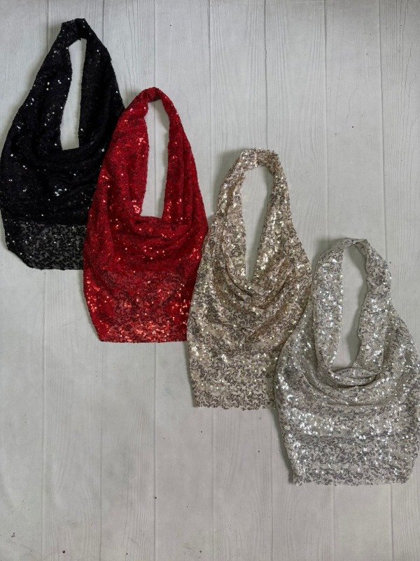 Producto - [5582] Top buche espalda descubierta cordon lentejuelas vivorita