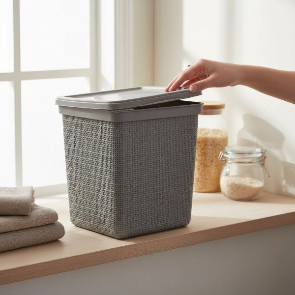 Producto - CESTO MESADA ESCRITORIO TIPO YUTE 3.7 LITROS CON TAPA