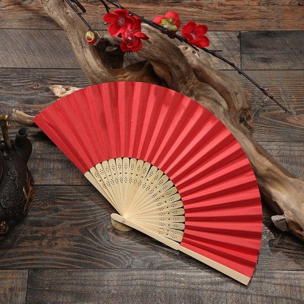 Producto - ABANICO BAMBU COLOR LISO PAPEL