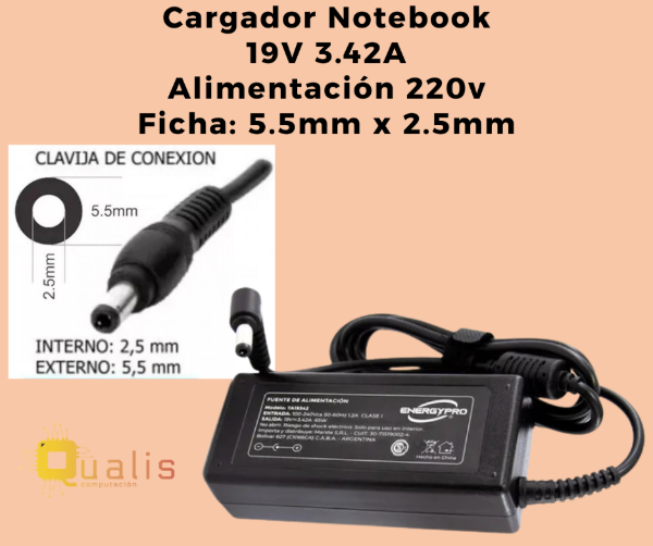 Producto - Cargador 19V 3,42A Ficha 5,5x2,5 EnergyPro