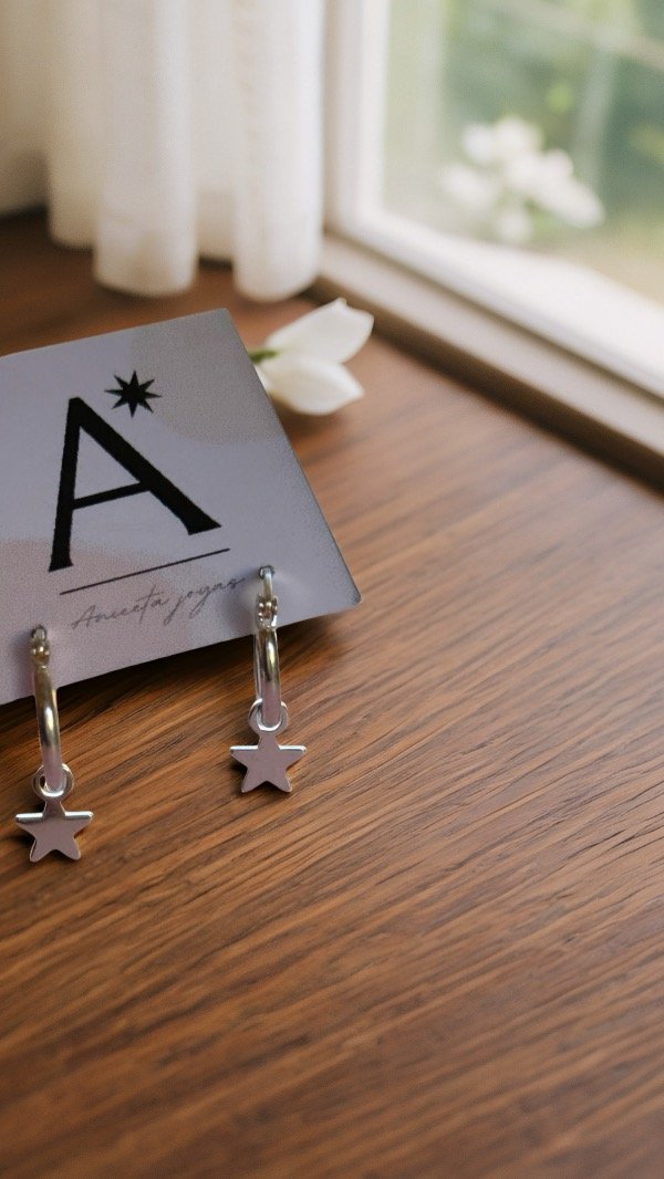 Producto - Aritos estrellas ACERO BLANCO 1,5cm AA150