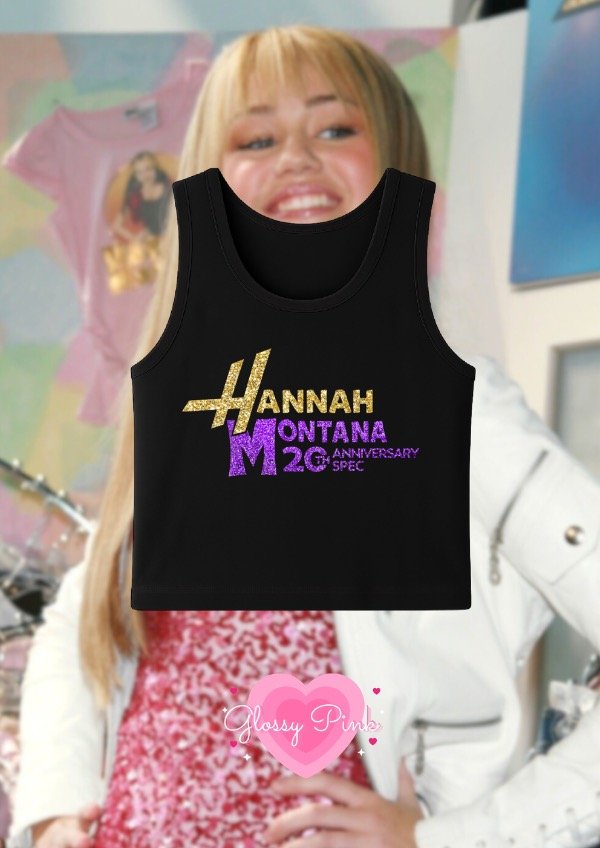 Tank top hannah montana 20th anniversary vinilo textil glitter