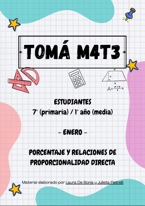 Producto - TOMÁ M4T3 ENERO - PORCENTAJE Y PROPORCIONALIDAD 7MO / 1ER AÑO