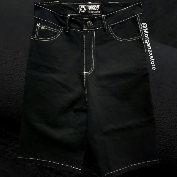 Producto - Bermuda Carpintero Hippykiller Costura Blanca Negro - 1