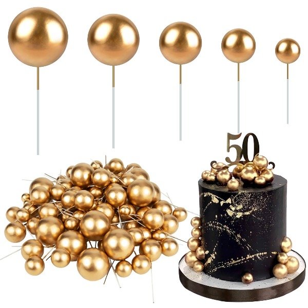 Producto - Set de Esferas para Decoración de Tortas Dorado