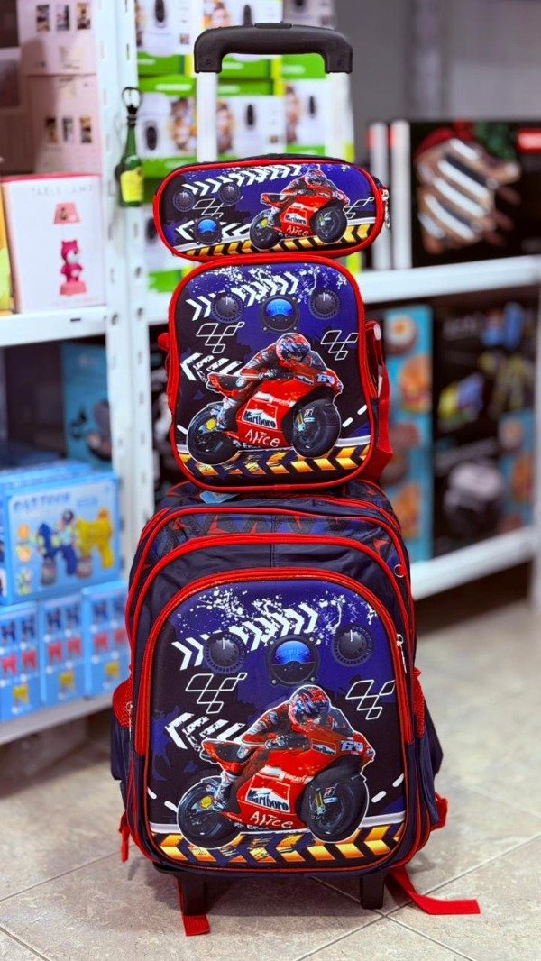 Producto - Mochila escolar con carrito 3pcs.