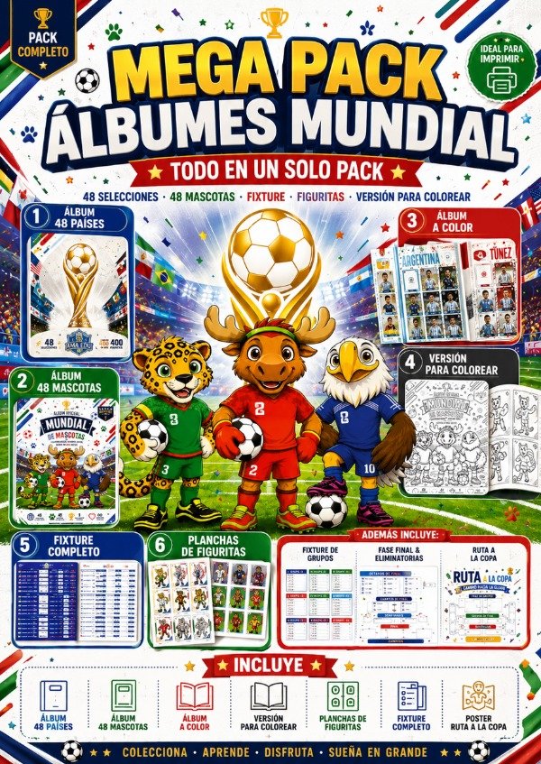 Producto - MEGA PACK ÁLBUMES DEL MUNDIAL