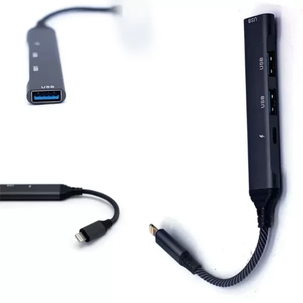 Producto - ADAPTADOR HUB IPHONE CON 3 PUERTOS USB Y 1 PUERTO DE IPHONE SX-38
